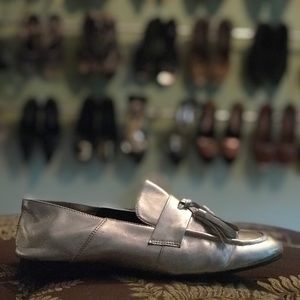 🇺🇸Steve Madden Beck silver metallic steel flats
